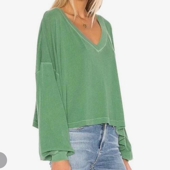 We The Free Tops - Free People Green Buffy Top